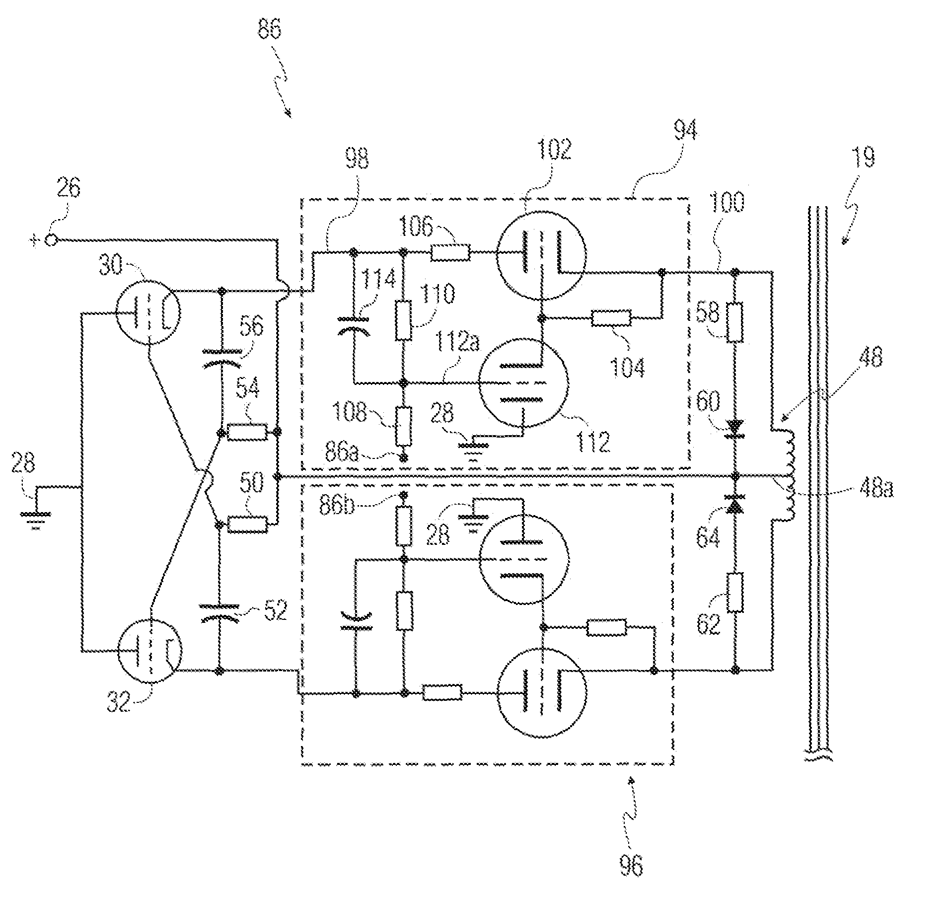 High voltage electron tube inverter with individual output phase current control