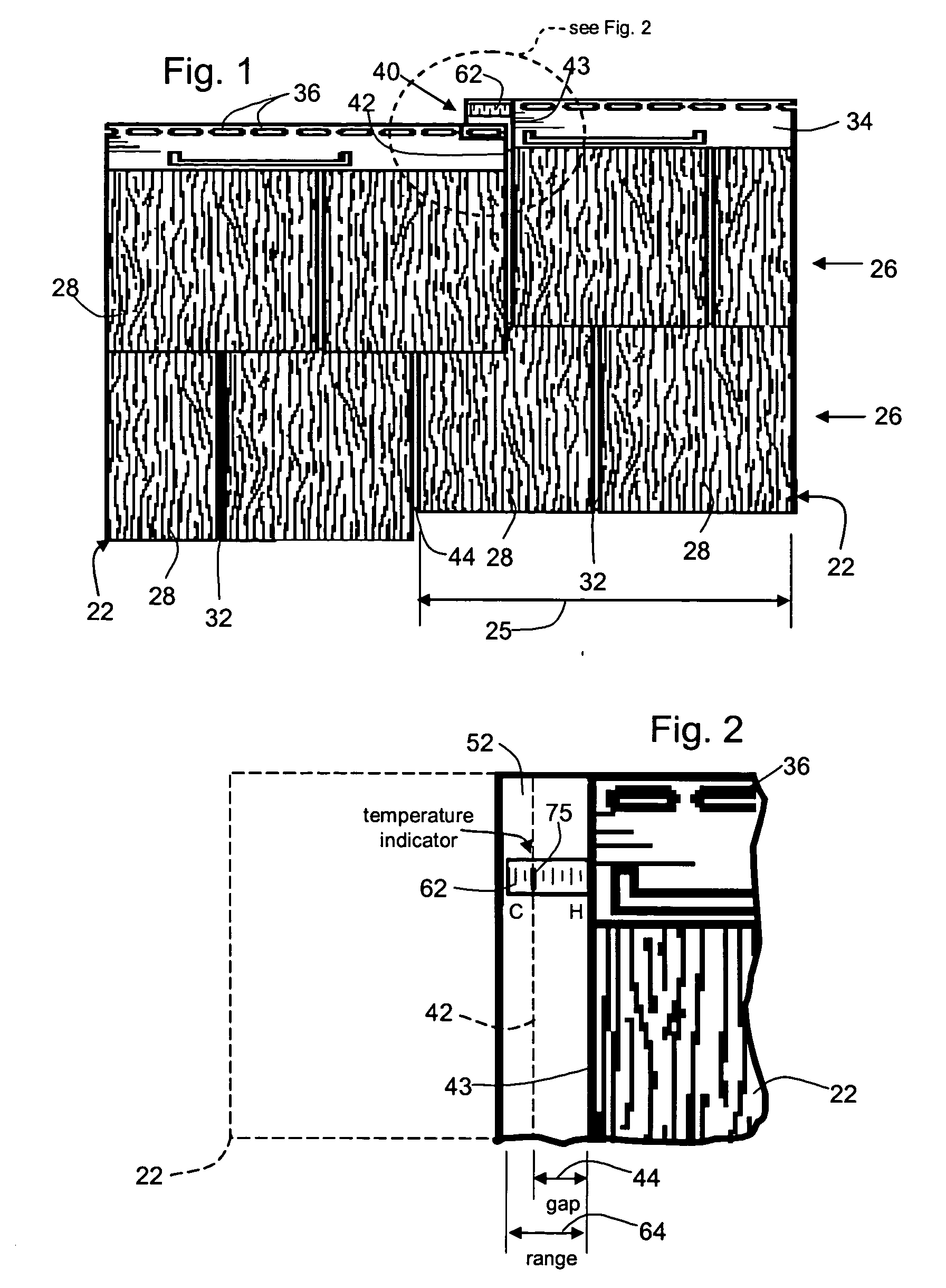 Temperature - expansion indicator for siding panels