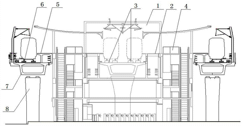 Integrated bridge structure of elevated rail transit station and its application method