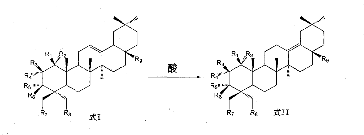 Preparation of 13 (18)-oleanane-type pentacyclic triterpene and derivatives of 13(18)-oleanane-type pentacyclic triterpene