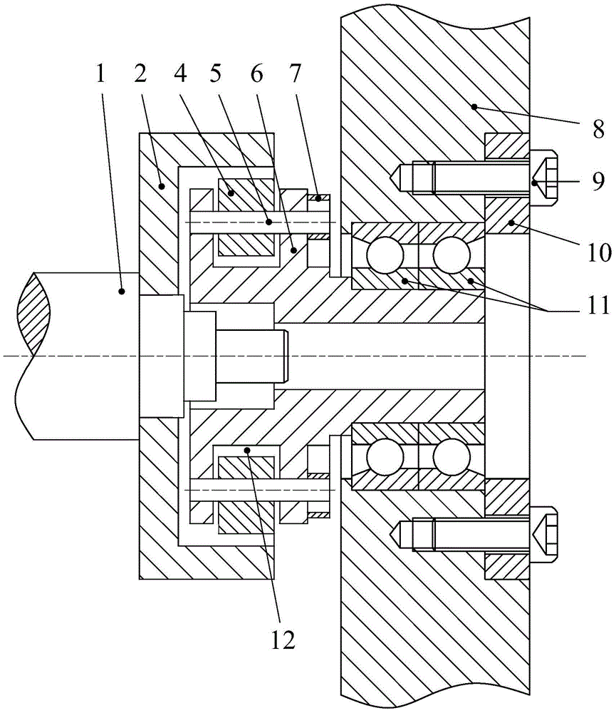 Centripetal thrust protection bearing device that automatically eliminates clearance