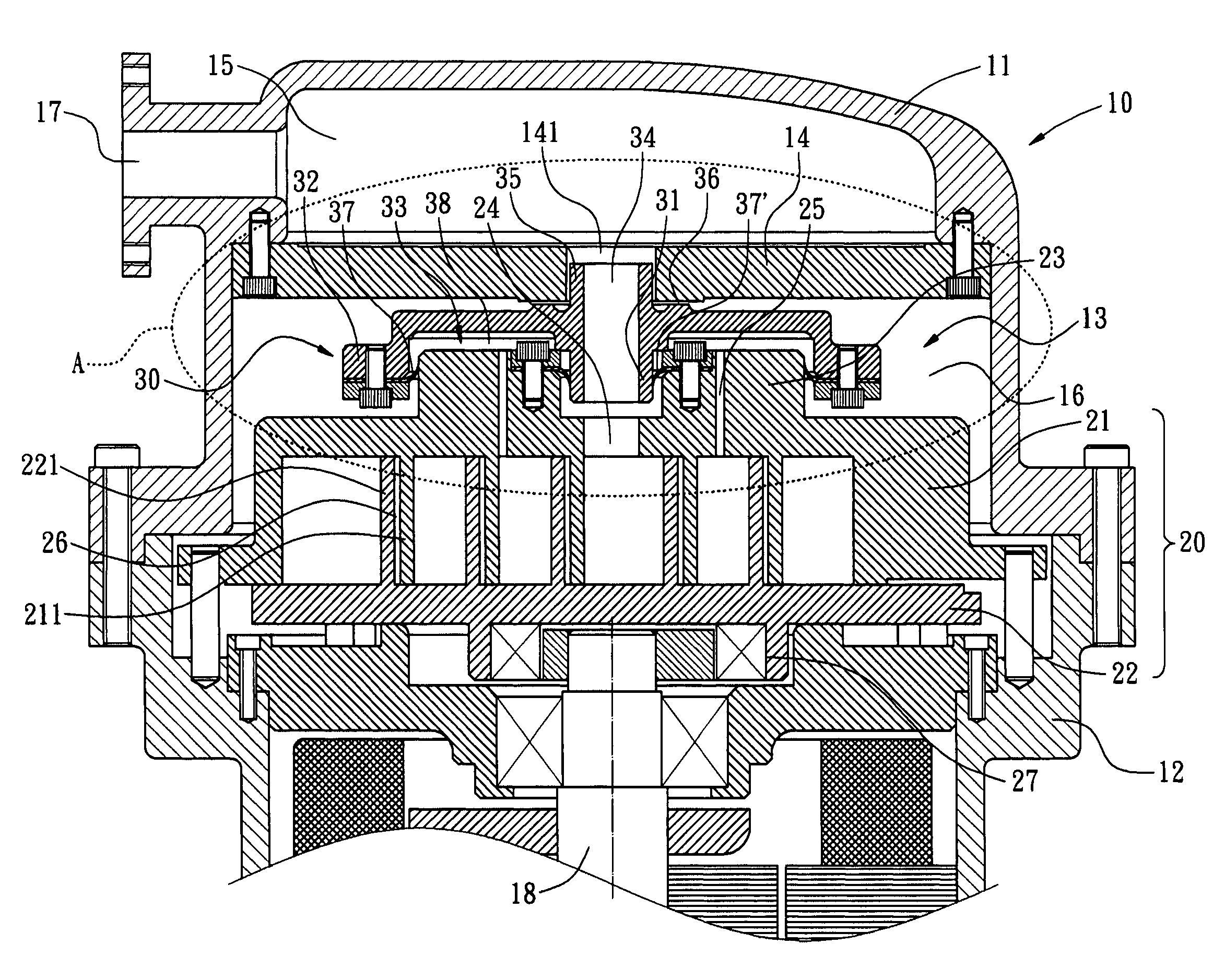 Axial sealing structure of scroll compressor