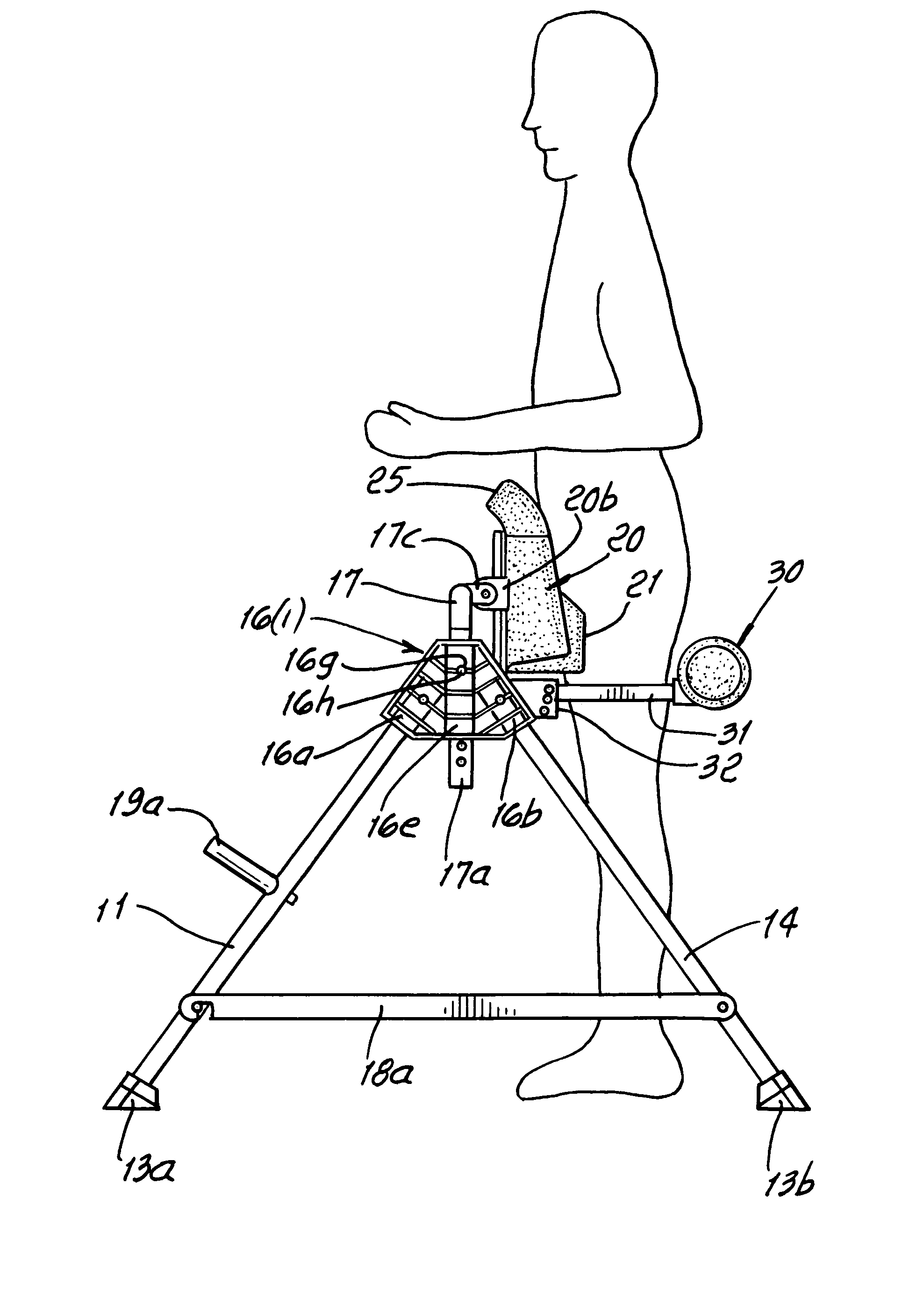 Abductor contraction, variable leg/knee/thigh/trunk and spinal decompression exercise and rehabilitation apparatus and method