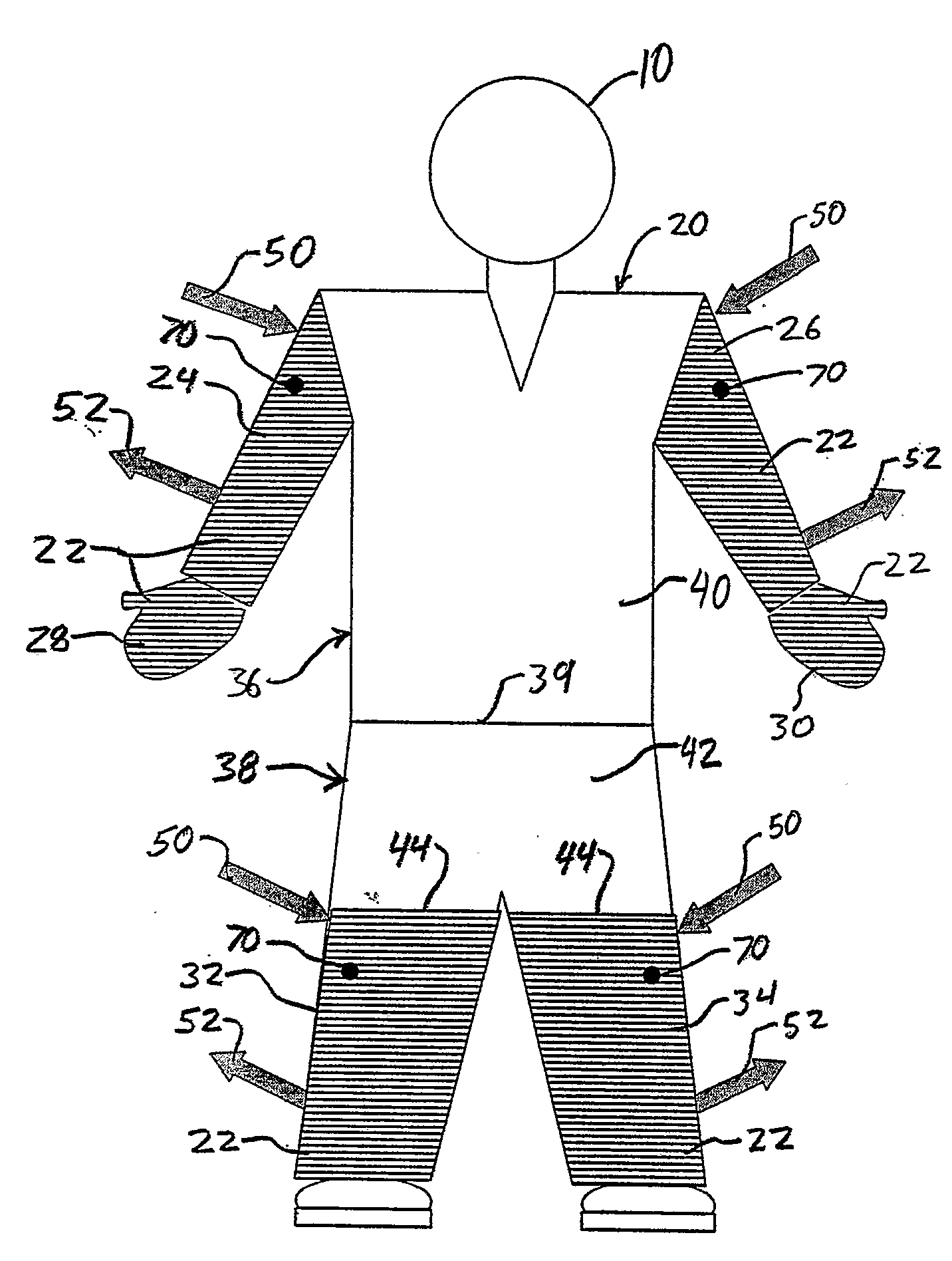 Cooling Garment Having Phase Change Material In Its Extremity Portions