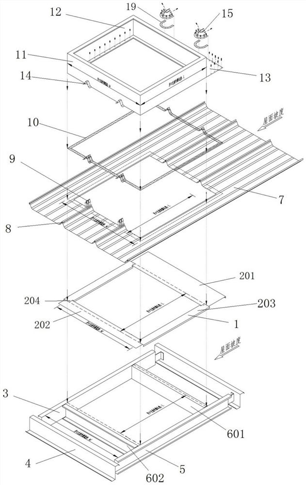 Sliding rail device for steel-structure roof opening