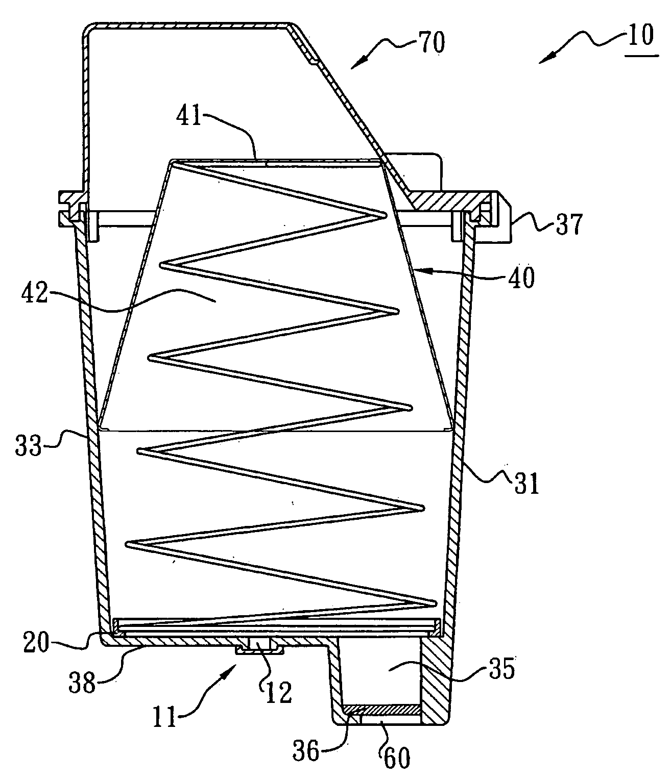 Ink-jet printing apparatus with configuration of spring and flexible pocket