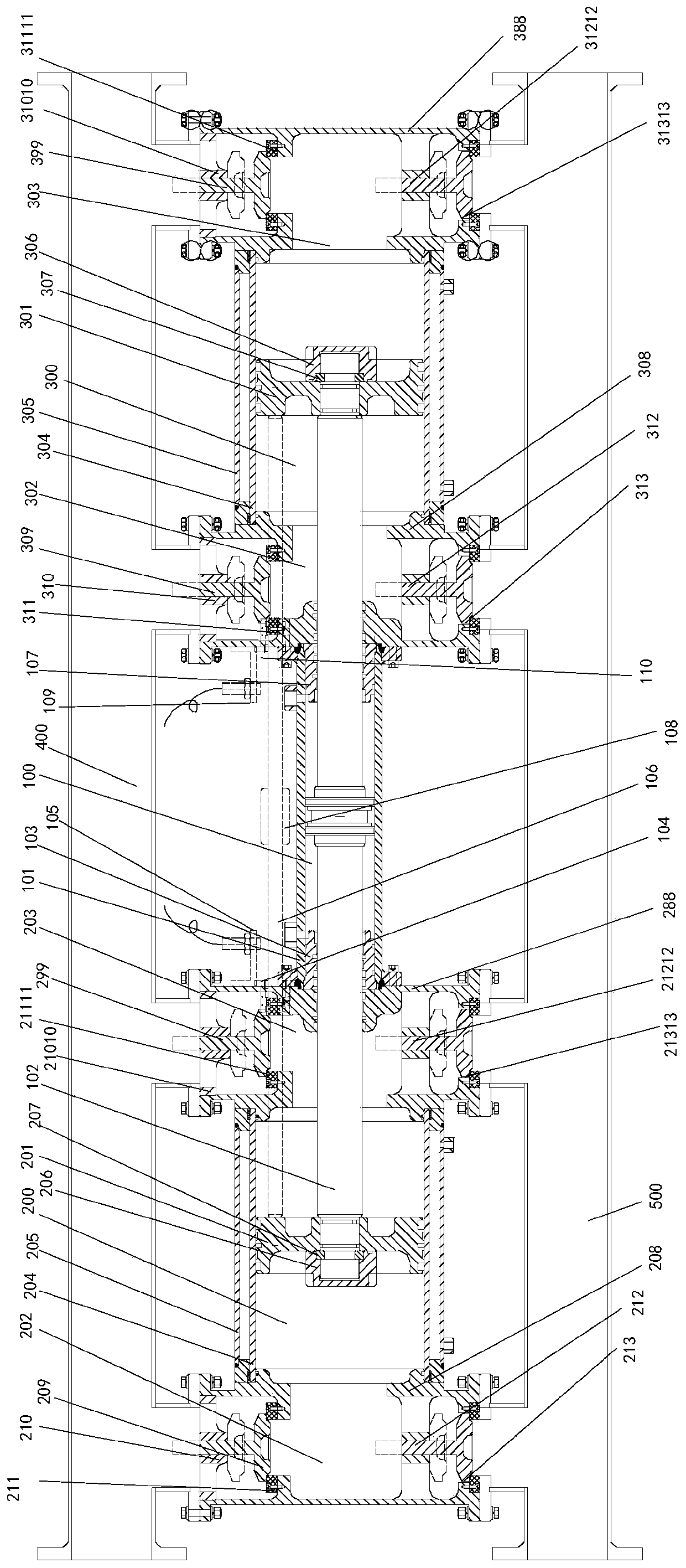 Double cylinder and double feed hydraulic piston pump