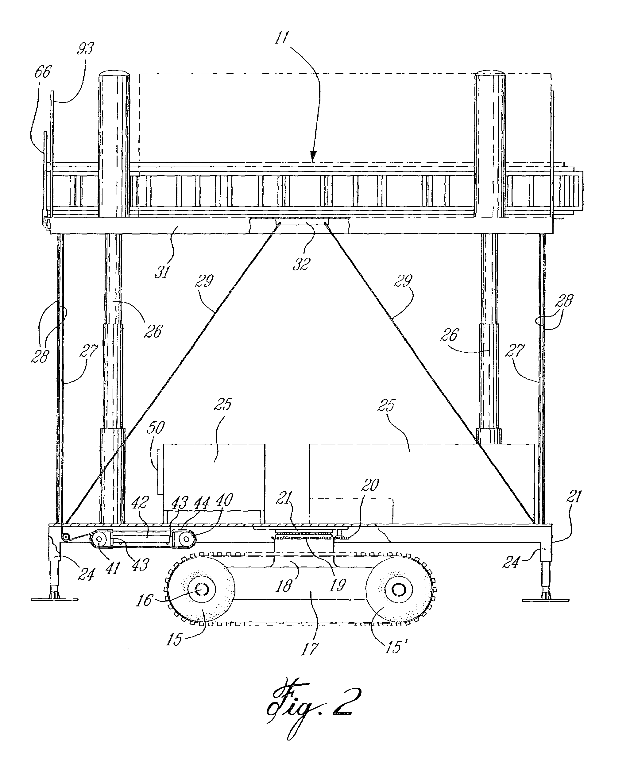 Motorized scaffold with displaceable worker support platform