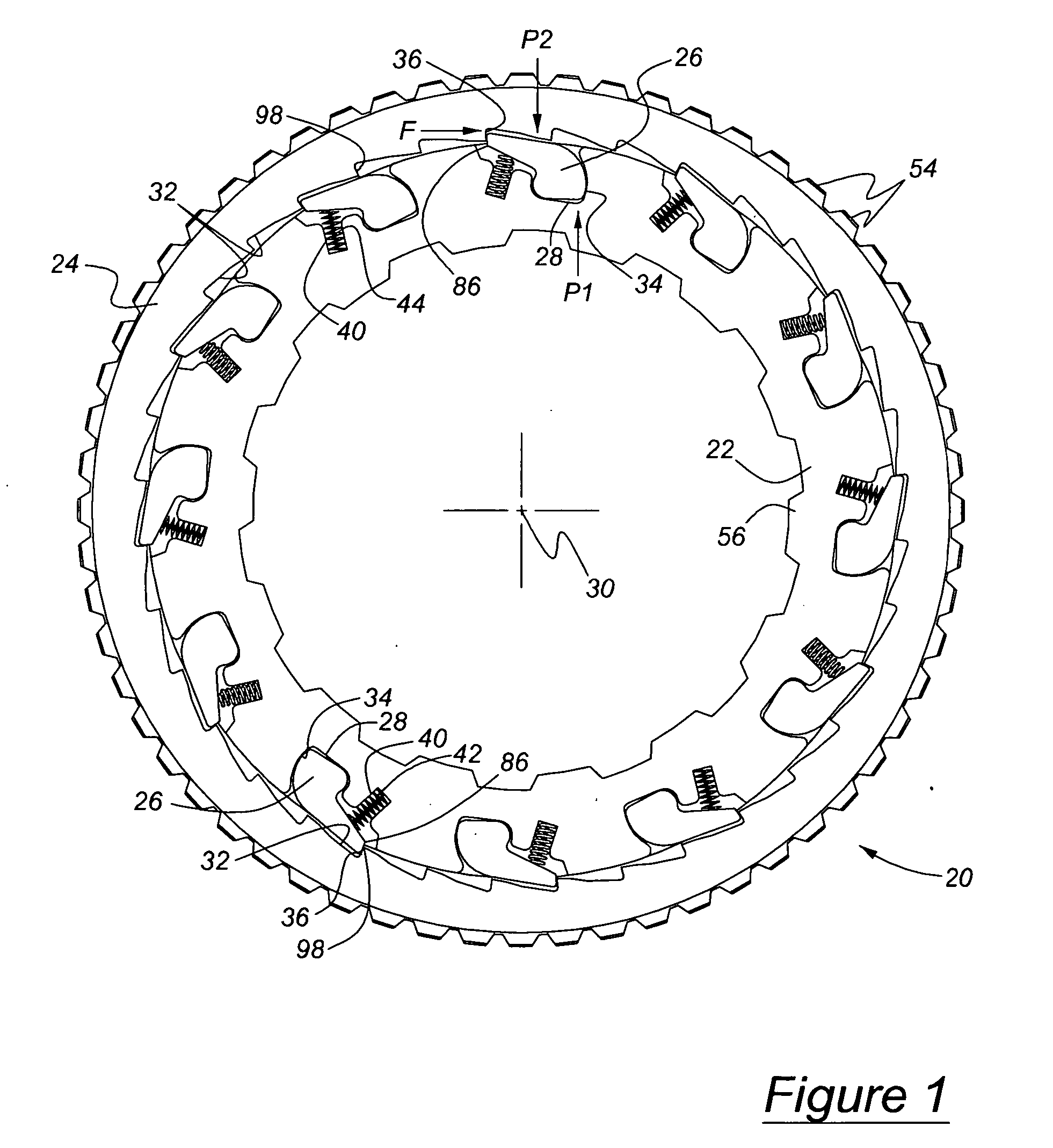 Ratcheting one-way clutch having rockers