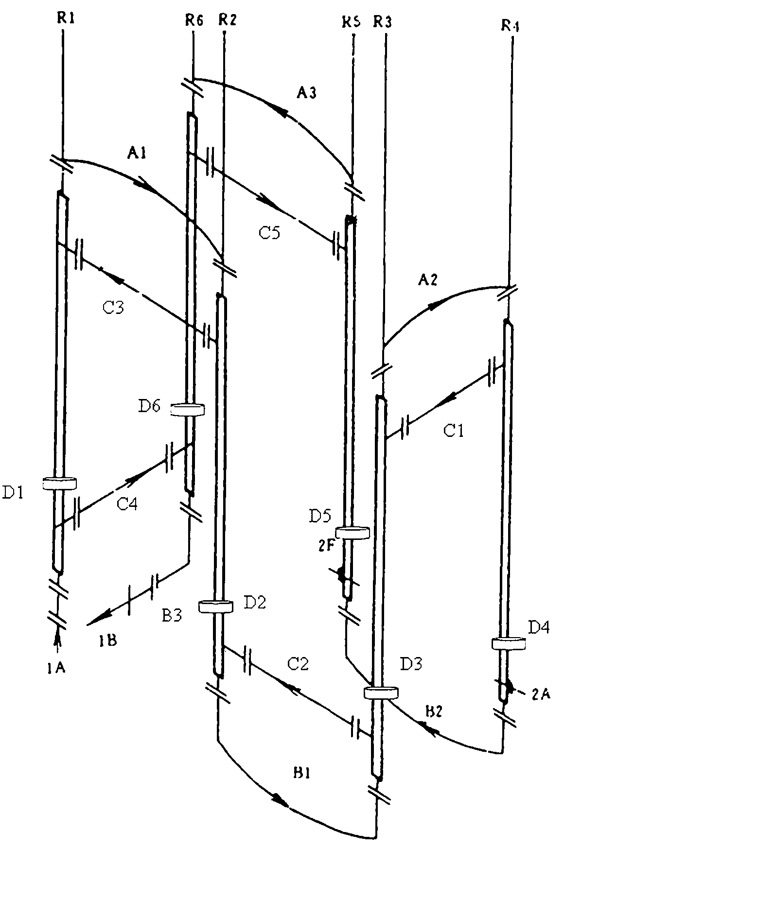 Diagonal bracing type loop reactor