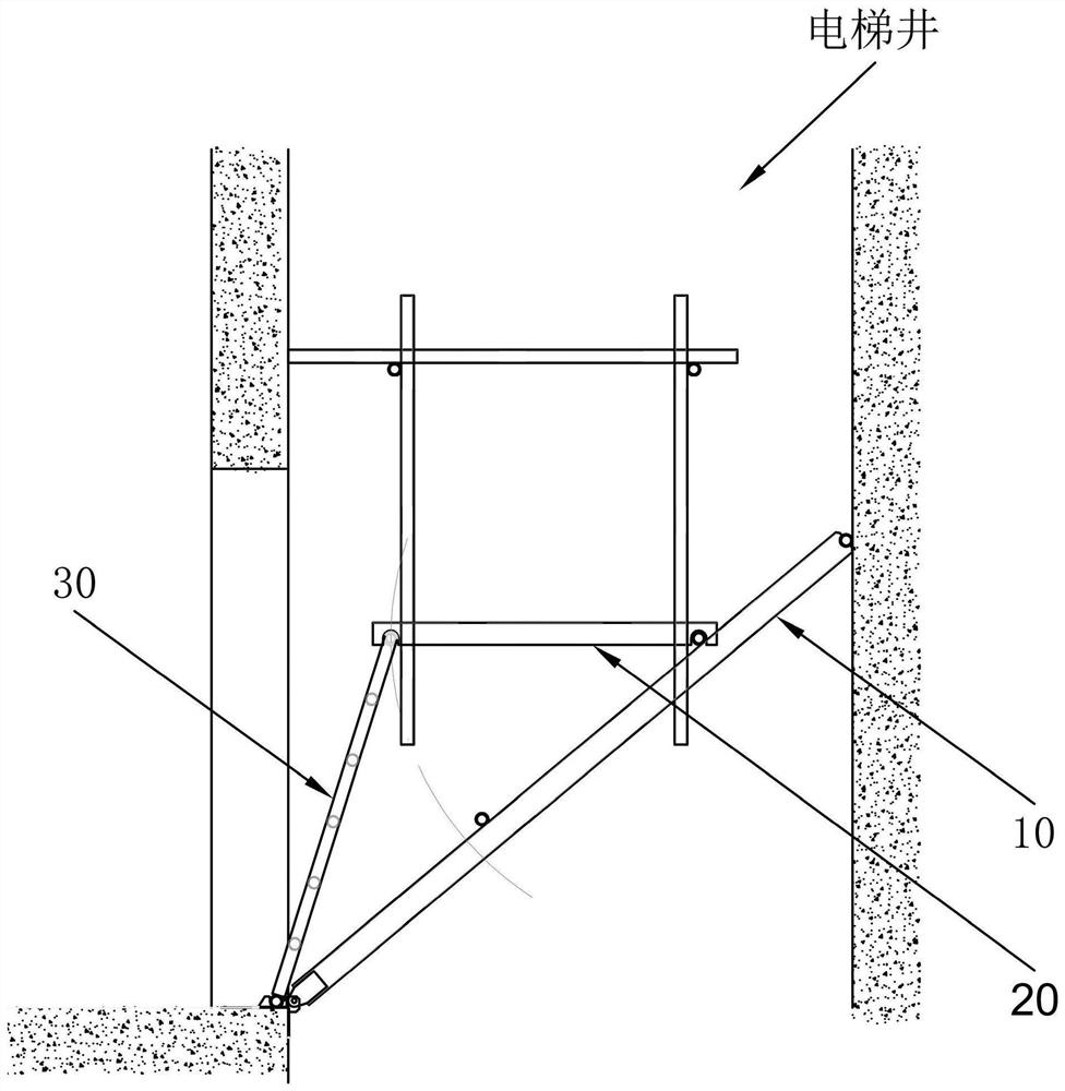 Safety construction platform for machine-room-less elevator shaft