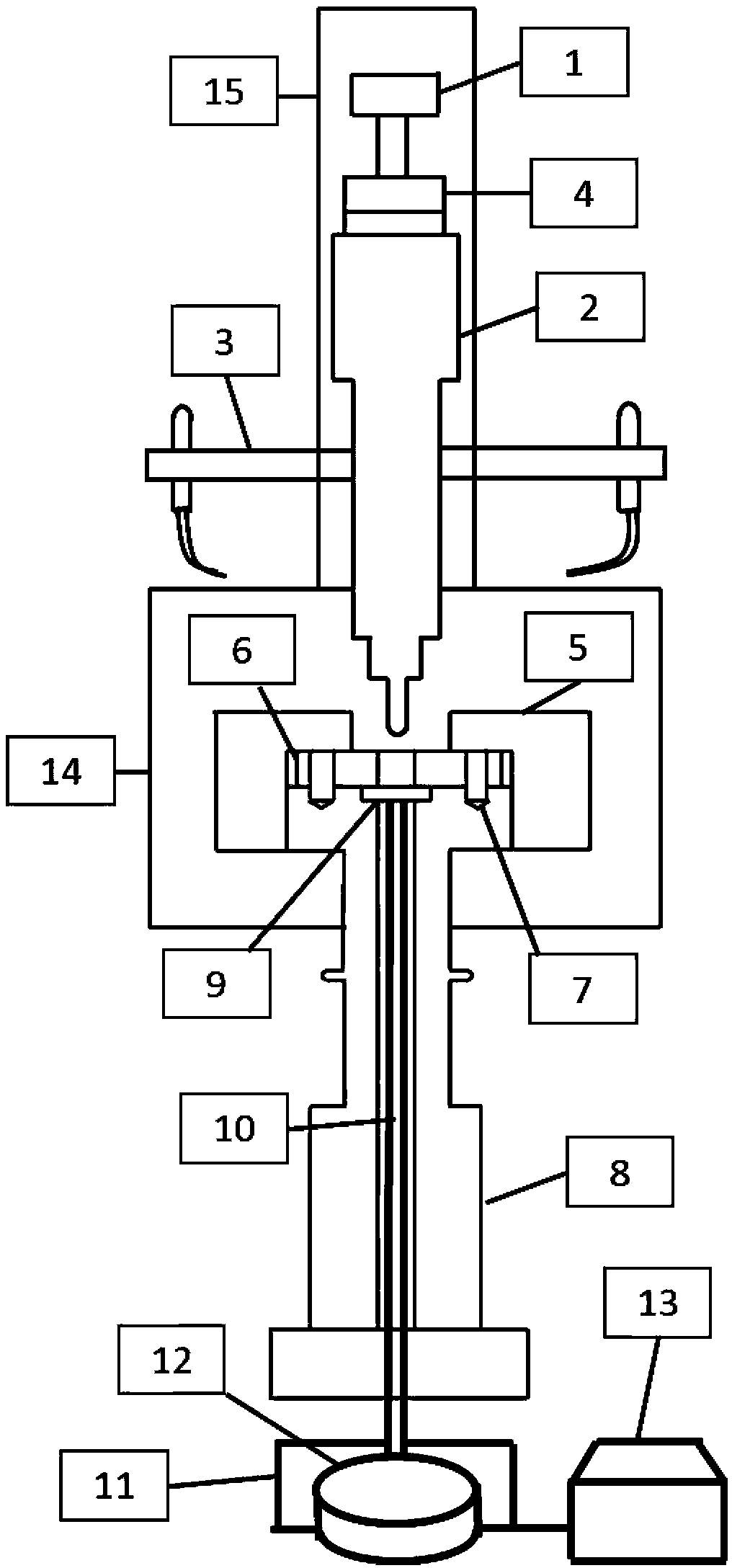 Small punch testing system based on acoustic emission sensor and testing method thereof
