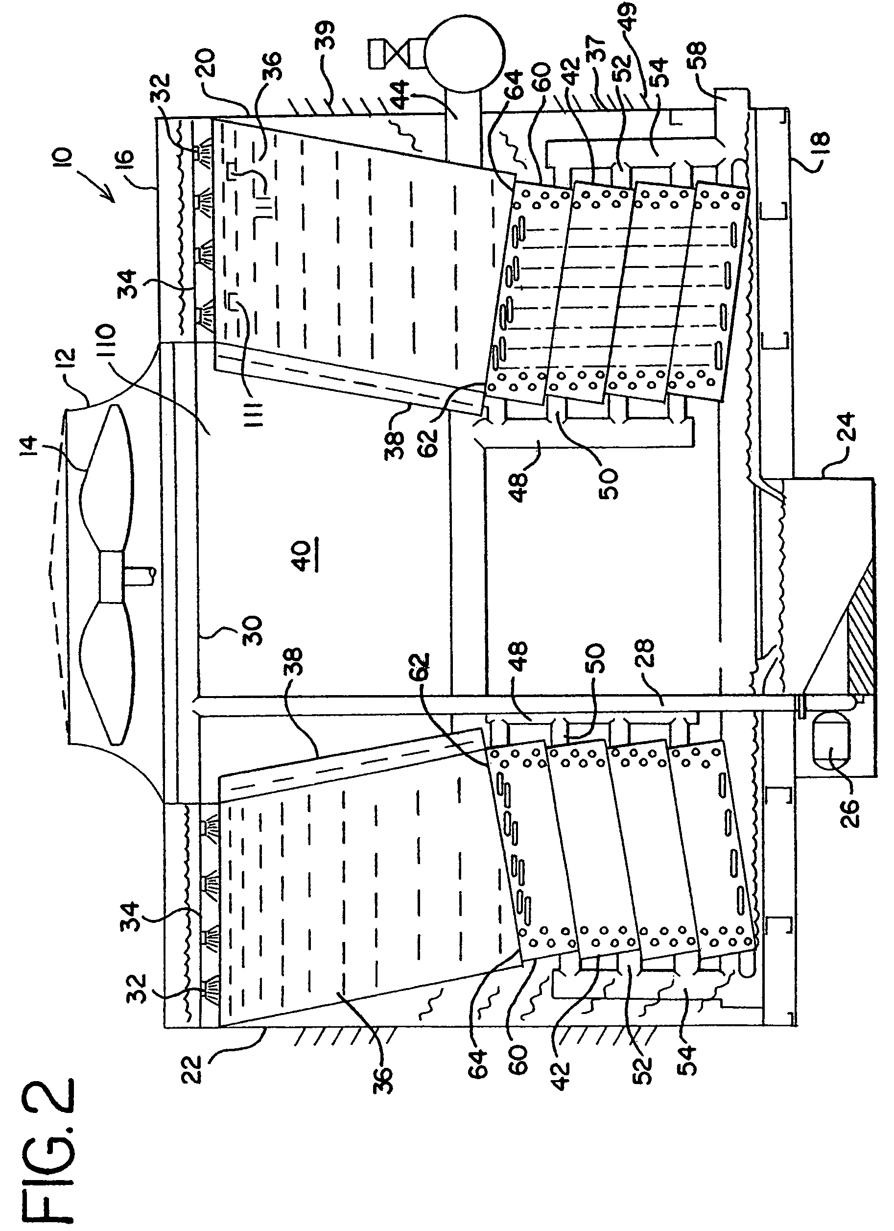 Cooling tower with direct and indirect cooling sections