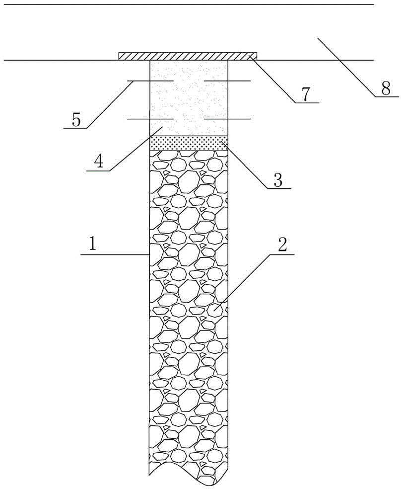 Chute descending segment plugging method and structure for effectively improving stability