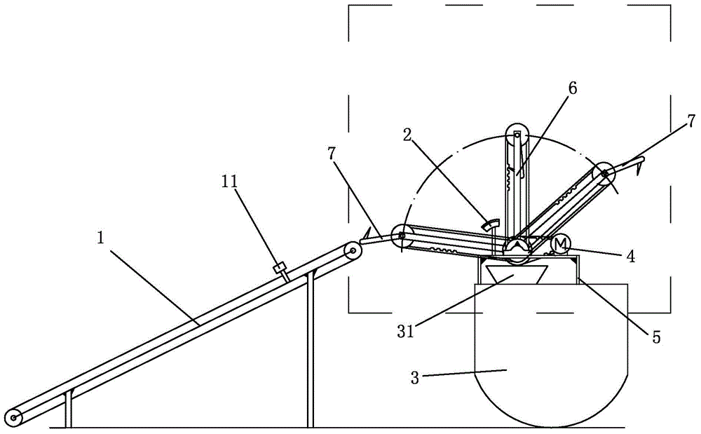 A turning discharging device