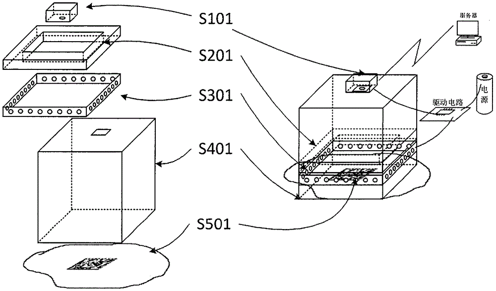 Collecting device and method of pork laser burning codes