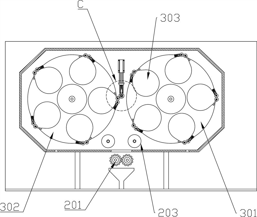 Continuous grass roll laying device for grass checkered sand barrier