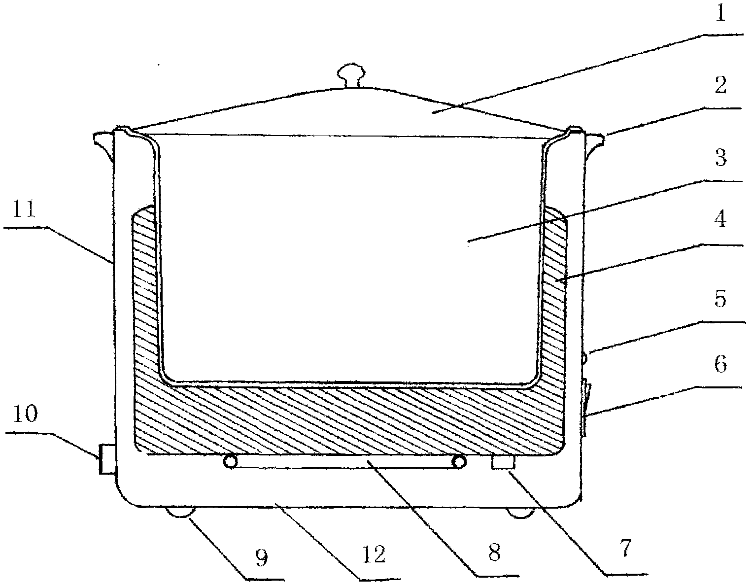 Superconductive energy-saving and heat-accumulating domestic slow cooker and manufacturing method thereof