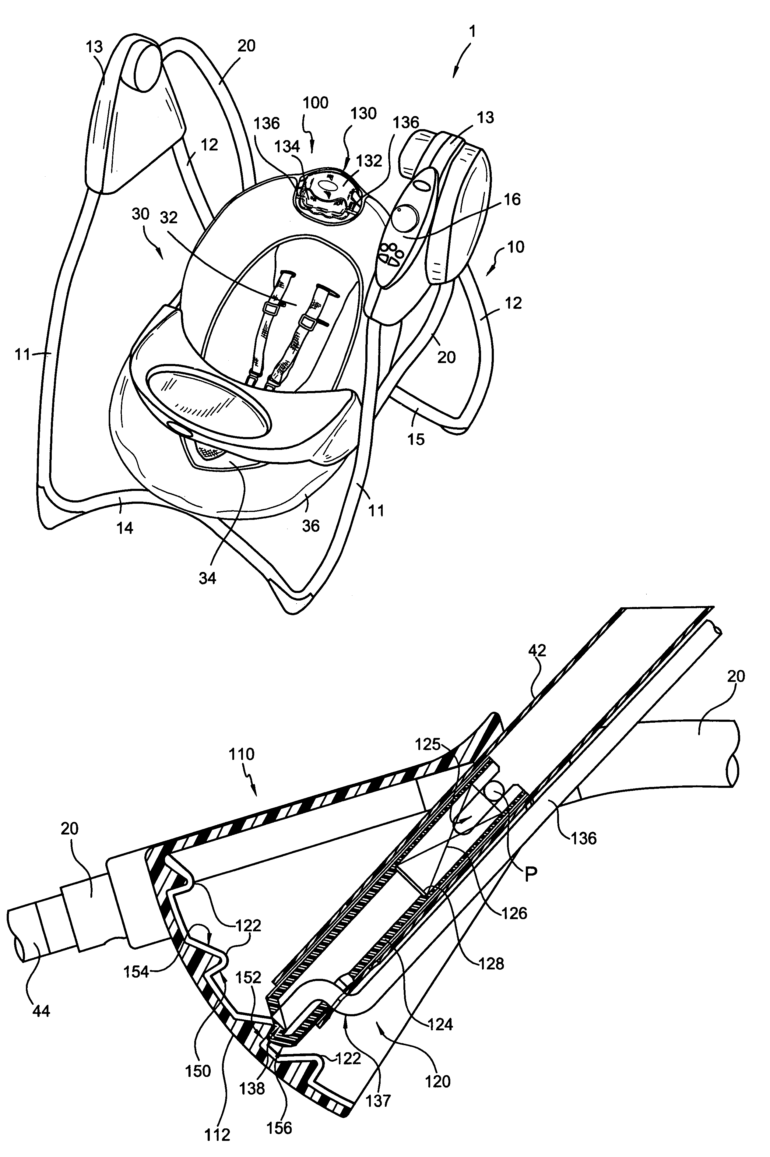 Child swing with recline mechanism