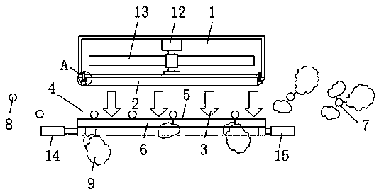 Air pressure type plant branch and leaf separating mechanism and method