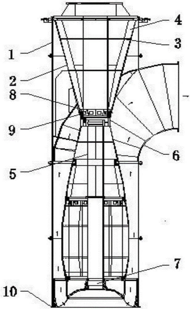 Vertical high-flow high-efficiency water pump with all-welded structure