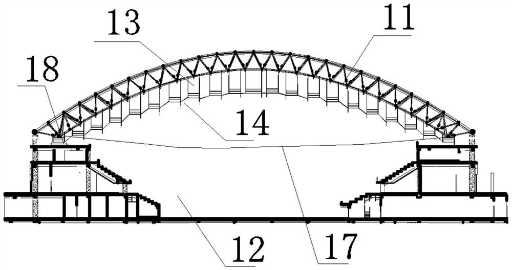 A construction method of continuous hanging grid platform for hyperbolic reticulated shell venues