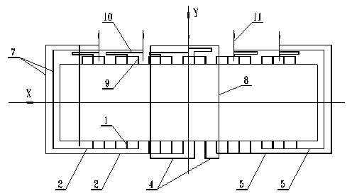 Five-end-riser aluminum electrolysis tank bus configuration structure