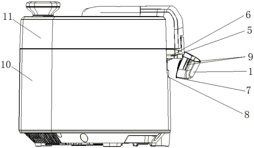 Water receiver fixing device and cooker