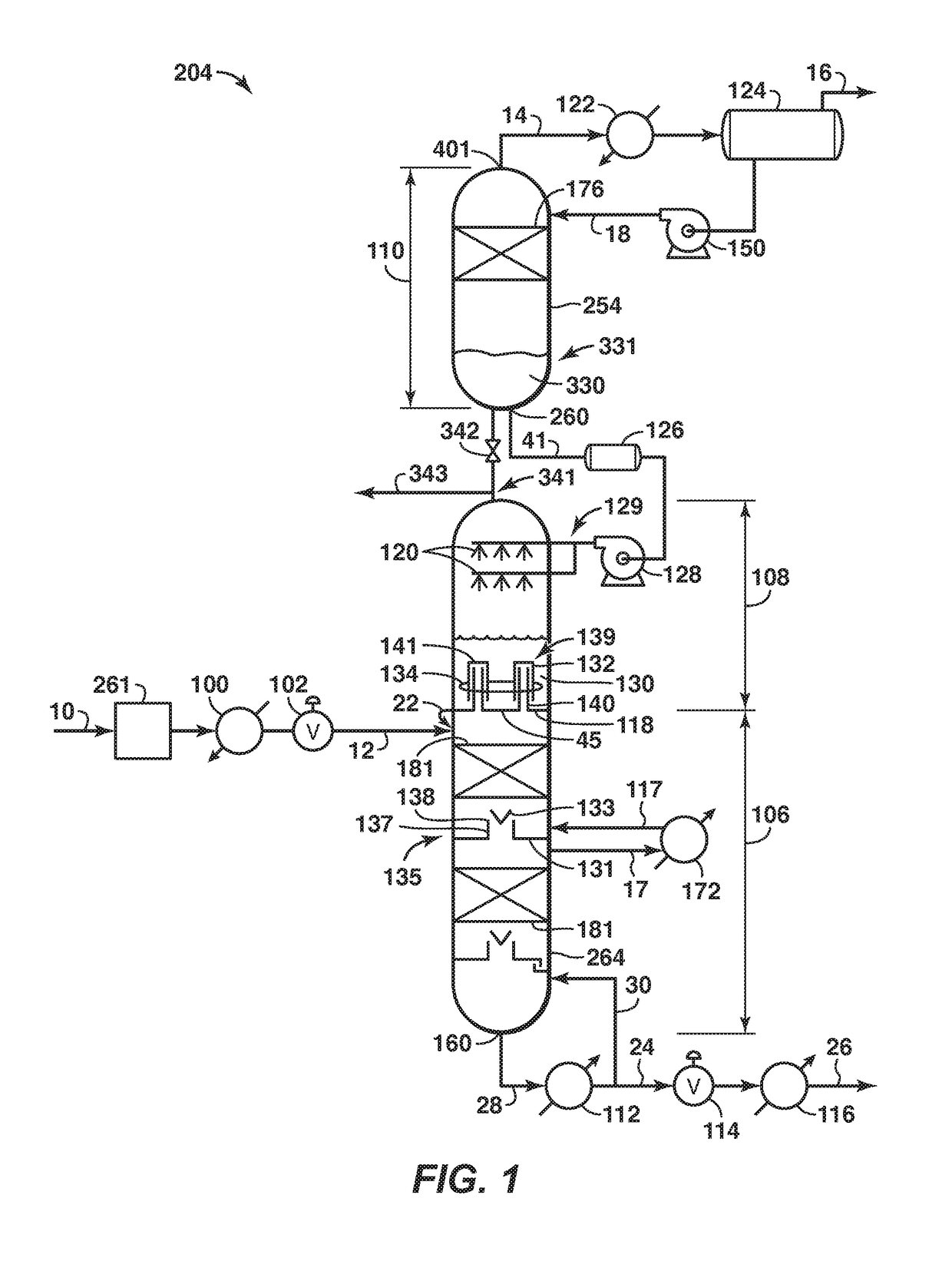Method and system for separating fluids in a distillation tower