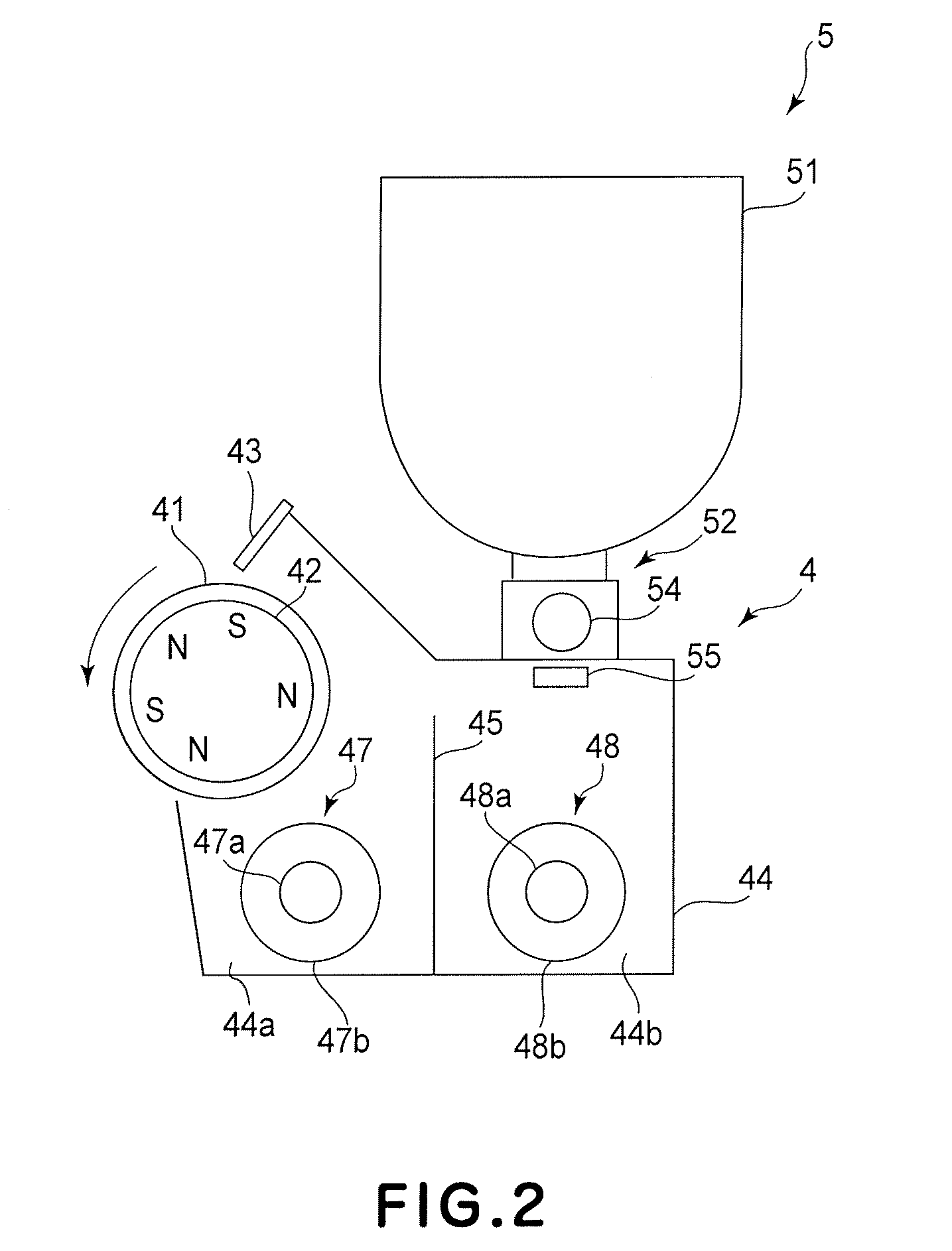 Image forming apparatus featuring a controller for controlling rotation of a developer feeding screw in response to an angle of inclination of the apparatus