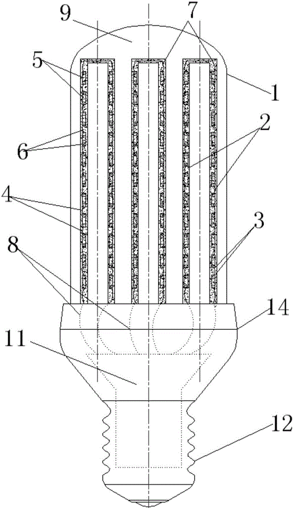 Three-dimensional luminophor lamp adopting light-transmitting materials for heat conduction and heat dissipation and manufacturing method thereof