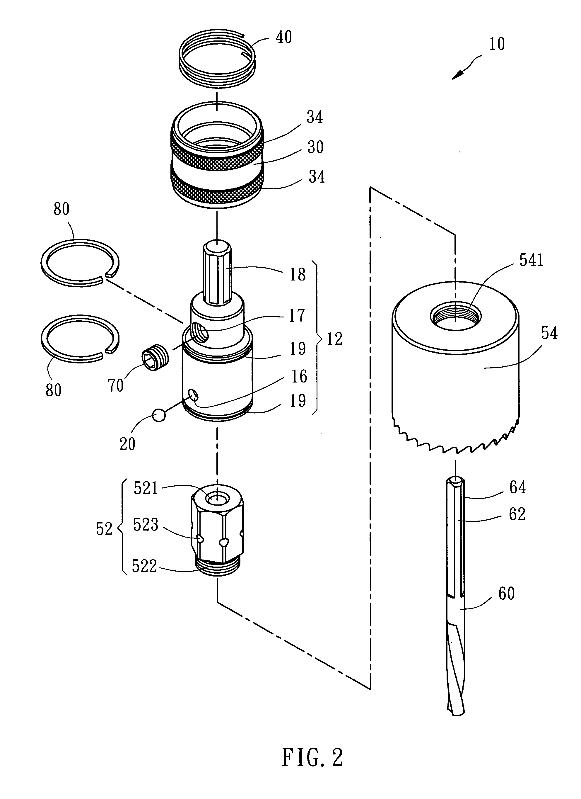 Hole cutter having detachable hole-sawing blade
