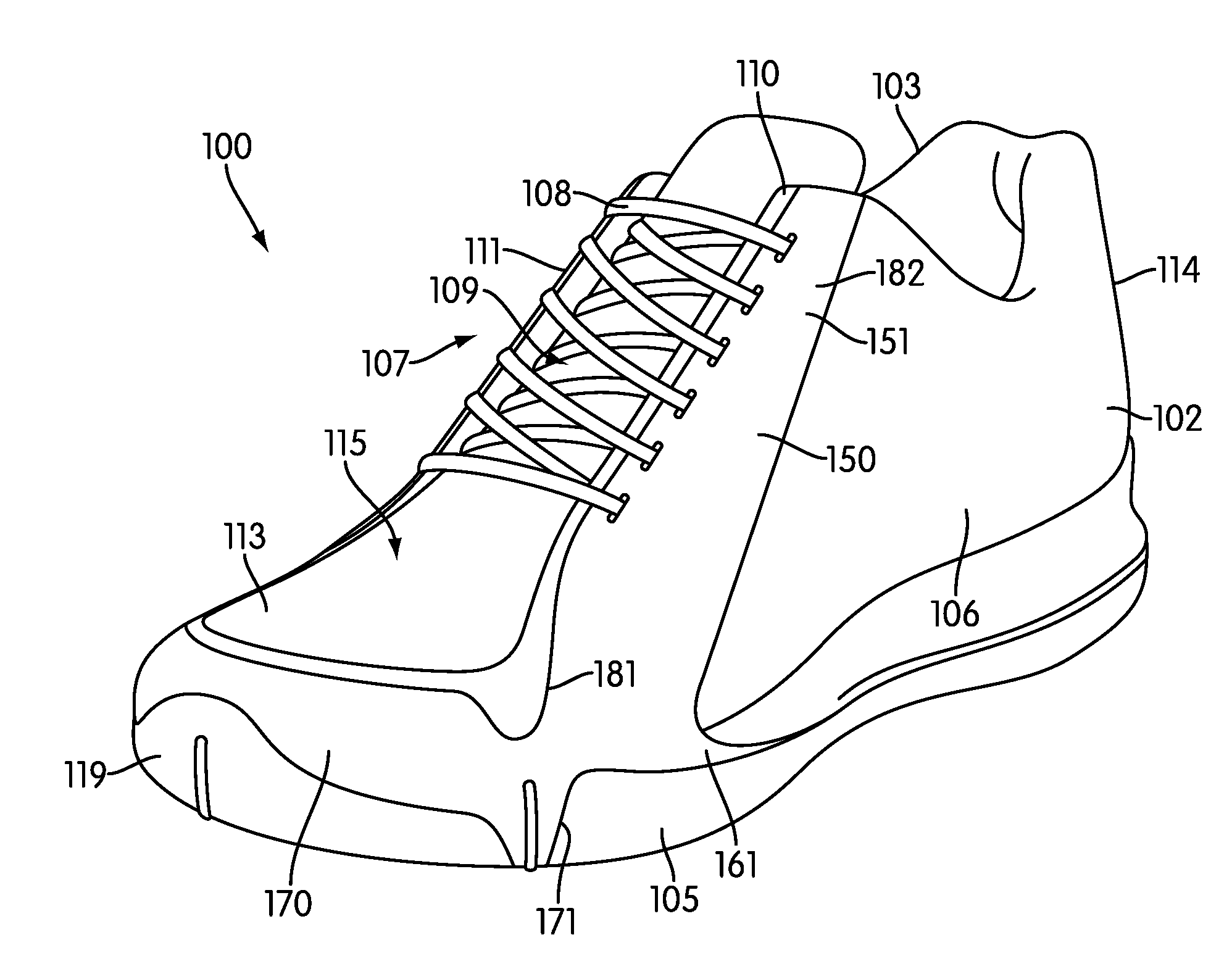 Article of Footwear with Arch Wrap