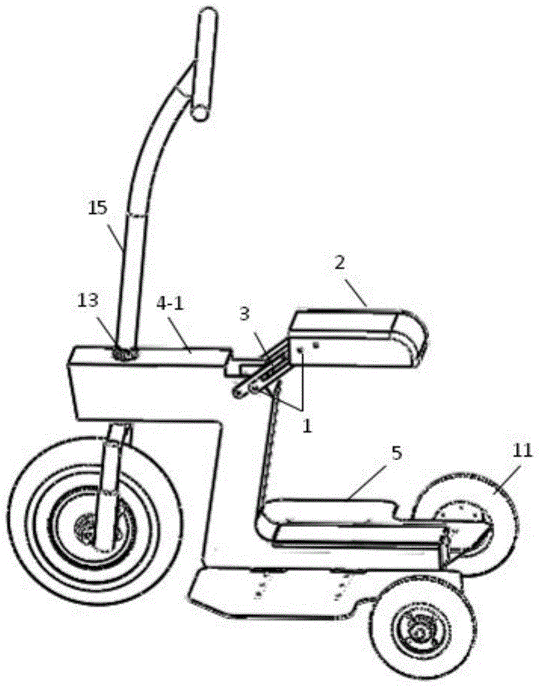 Foldable three-wheel transportation tool with automatic reset steering component
