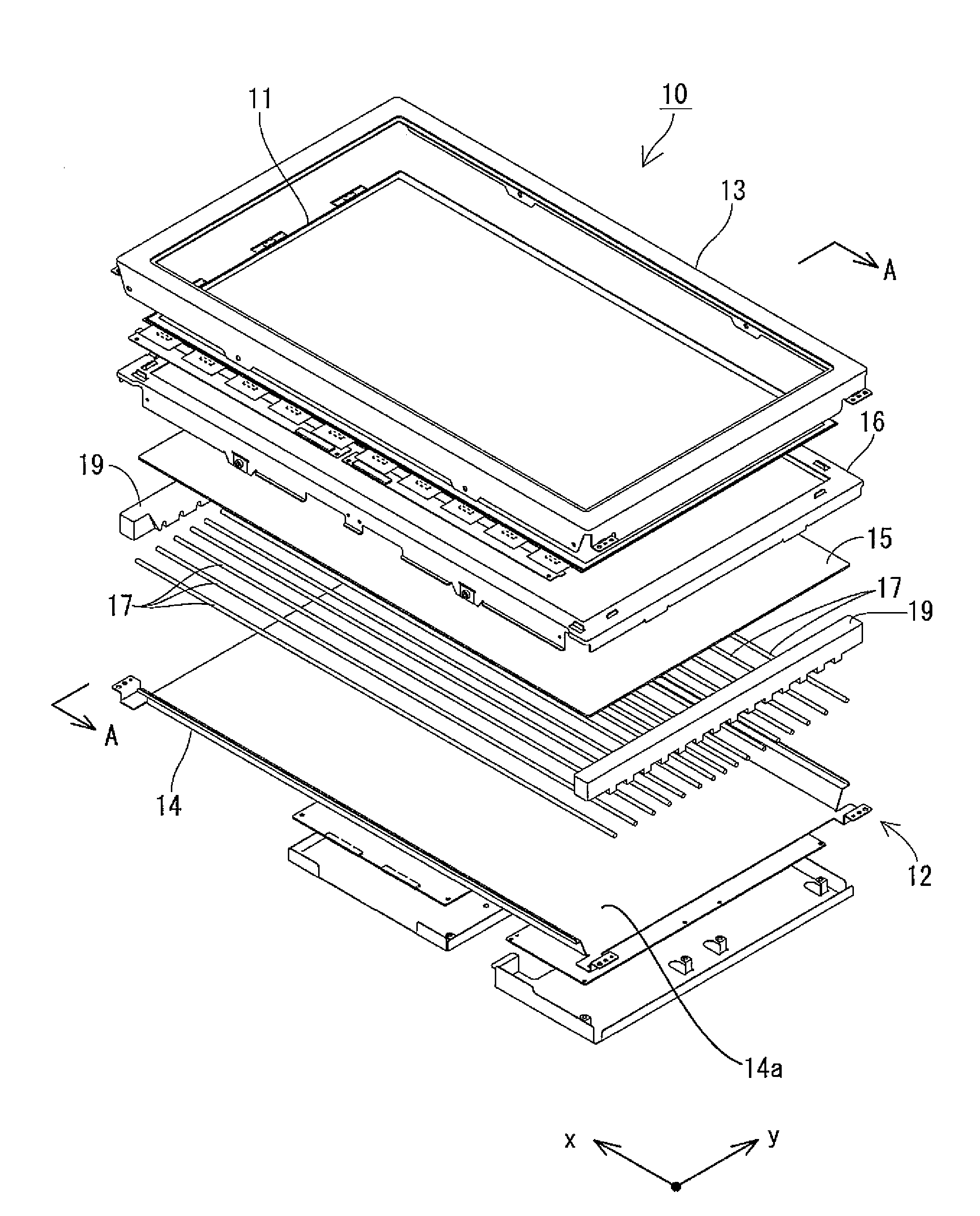 Optical member, lighting device for display device, display device and television receiver