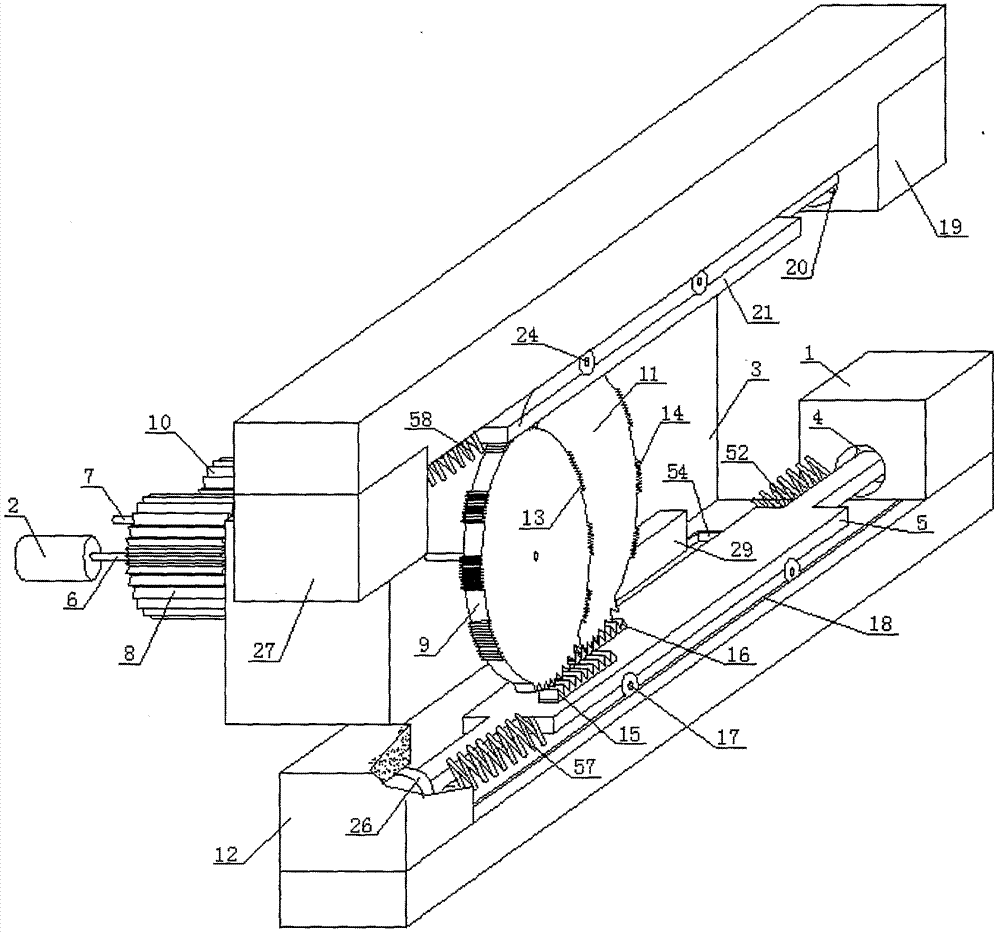 Efficient lubricating transmission four-cylinder internal-combustion engine provided with push rods and eight oscillating teeth