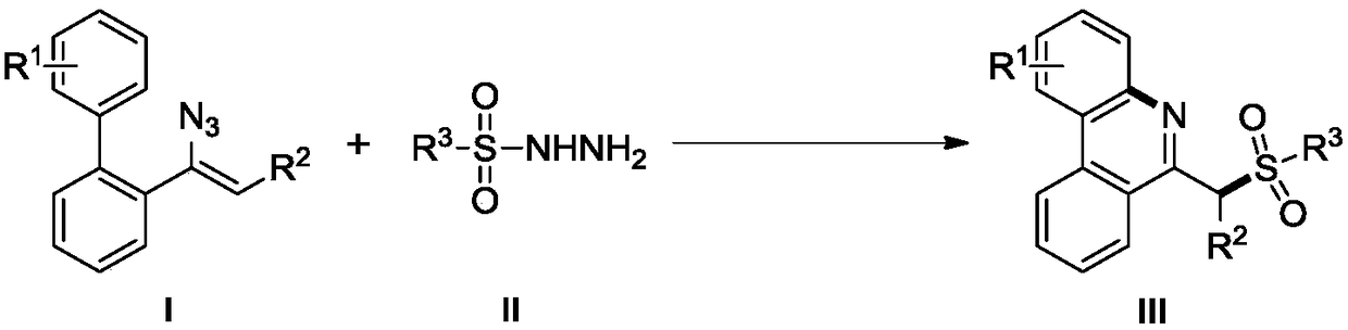 Method for synthesizing 6-sulfurylmethylphenanthridine derivatives through visible light catalysis