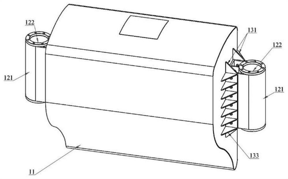 A wall-mounted heave float type wave energy generating device