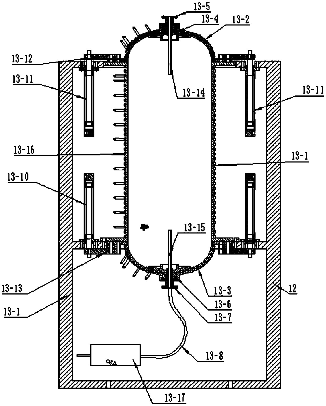 High-pressure hydrogen storage tank inner container forming device and process