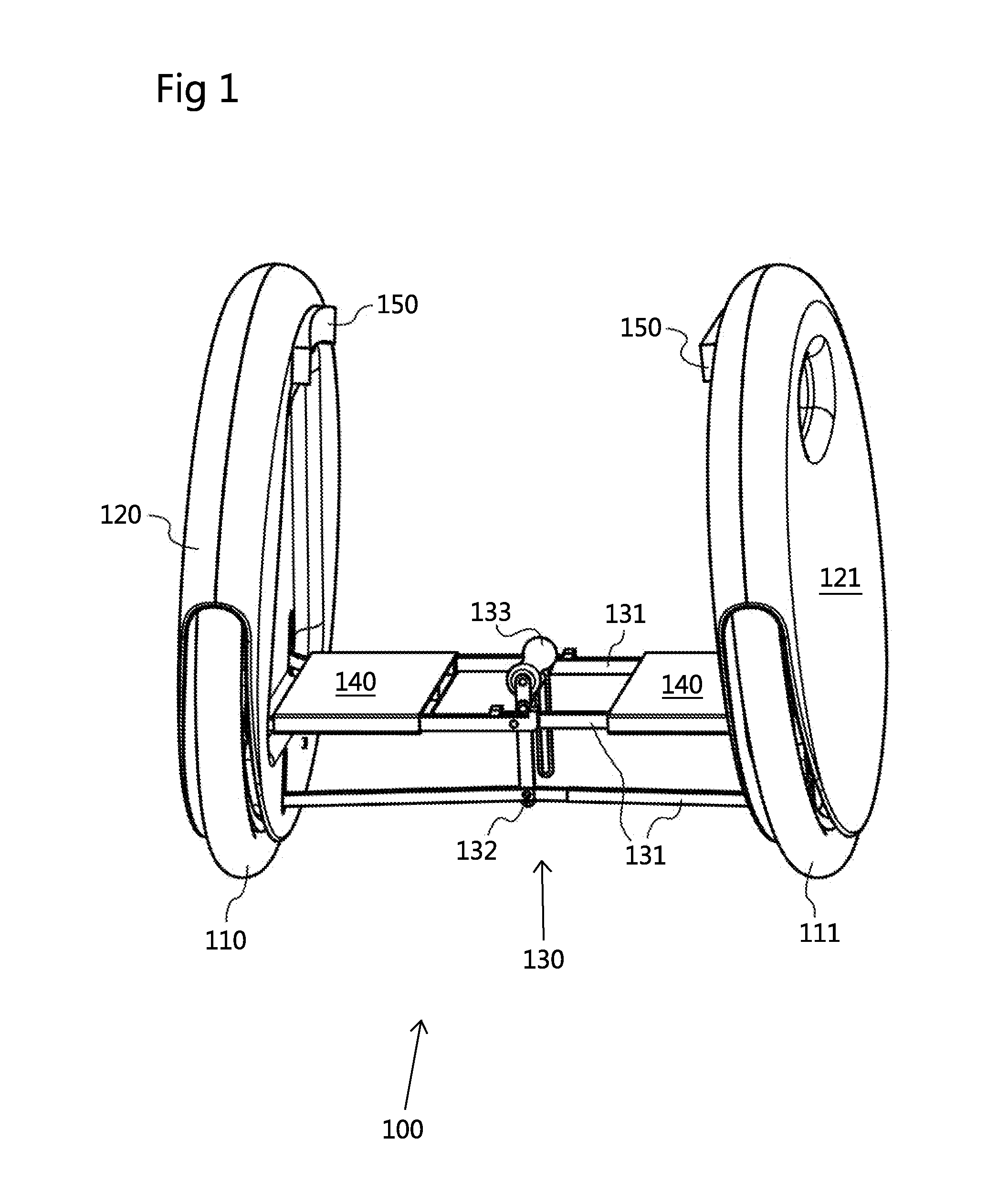 Two-wheeled self-balancing motorized personal vehicle with tilting wheels