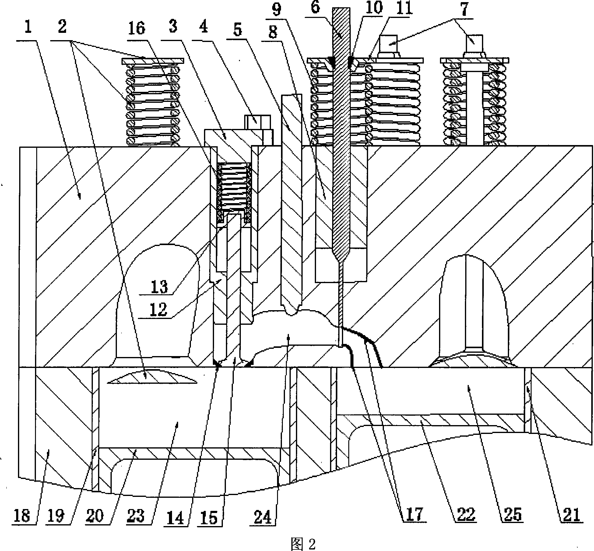 Compressed action independent-chamber reciprocating type four-stroke engine