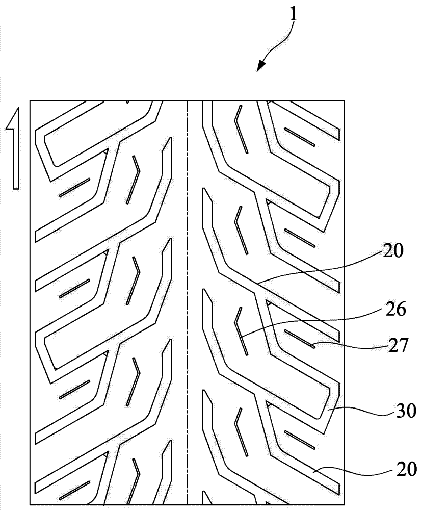 Pneumatic tire tread pattern structure for motorcycle