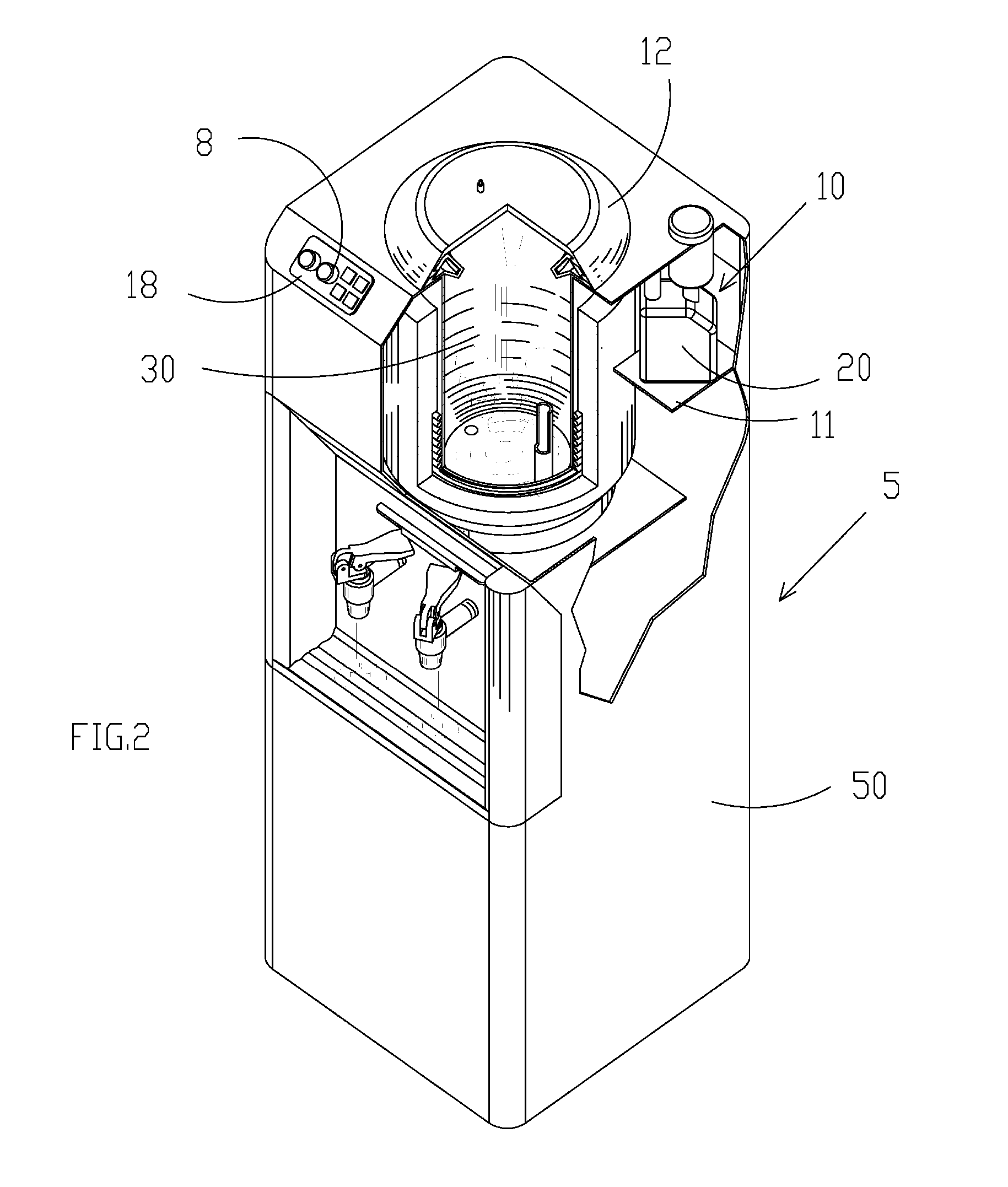 Apparatus and method for steam disinfection of liquid dispensing machine