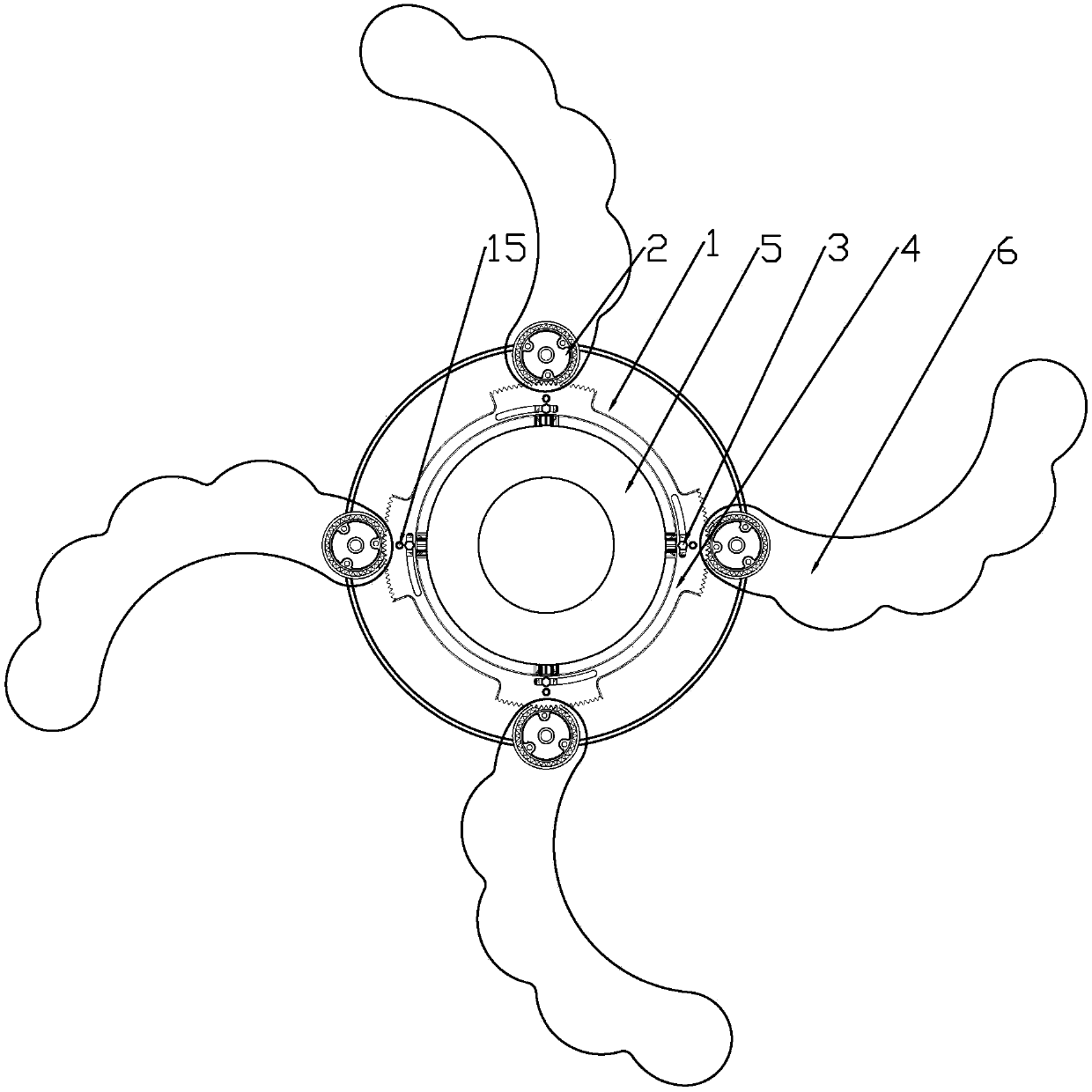 Fan with fan blades capable of being synchronously stored and expanded