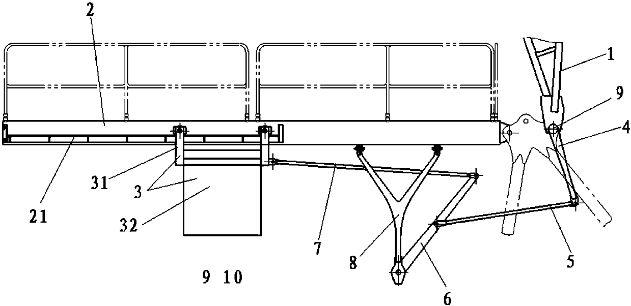 Counterweight synchronous moving mechanism of movable arm type crane