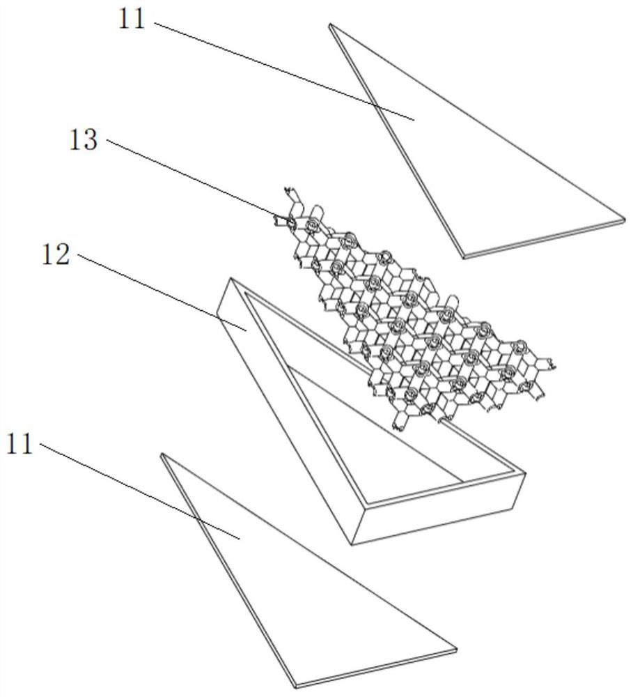 Light high-temperature-resistant control surface structure and canard rudder piece