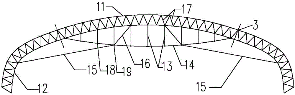 A prestressed industrial material yard shed structure and construction method