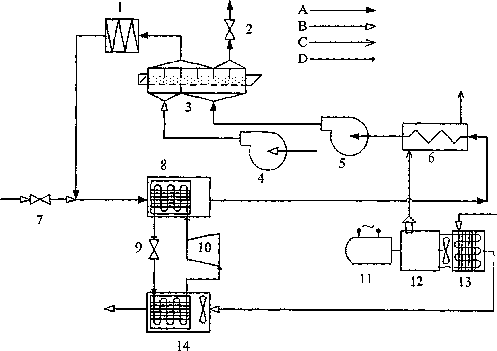 Internal combustion engine driving heat pump fluidized bed drying device capable of recovering used heat