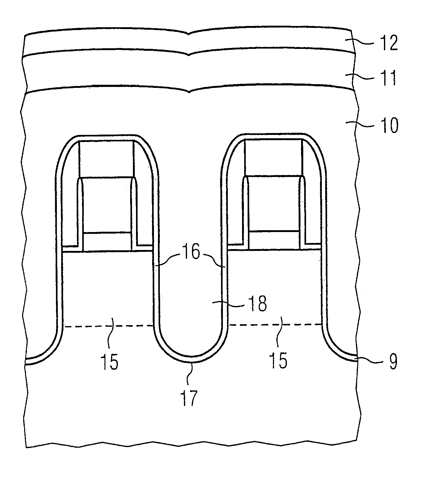 Method for fabricating NROM memory cells with trench transistors