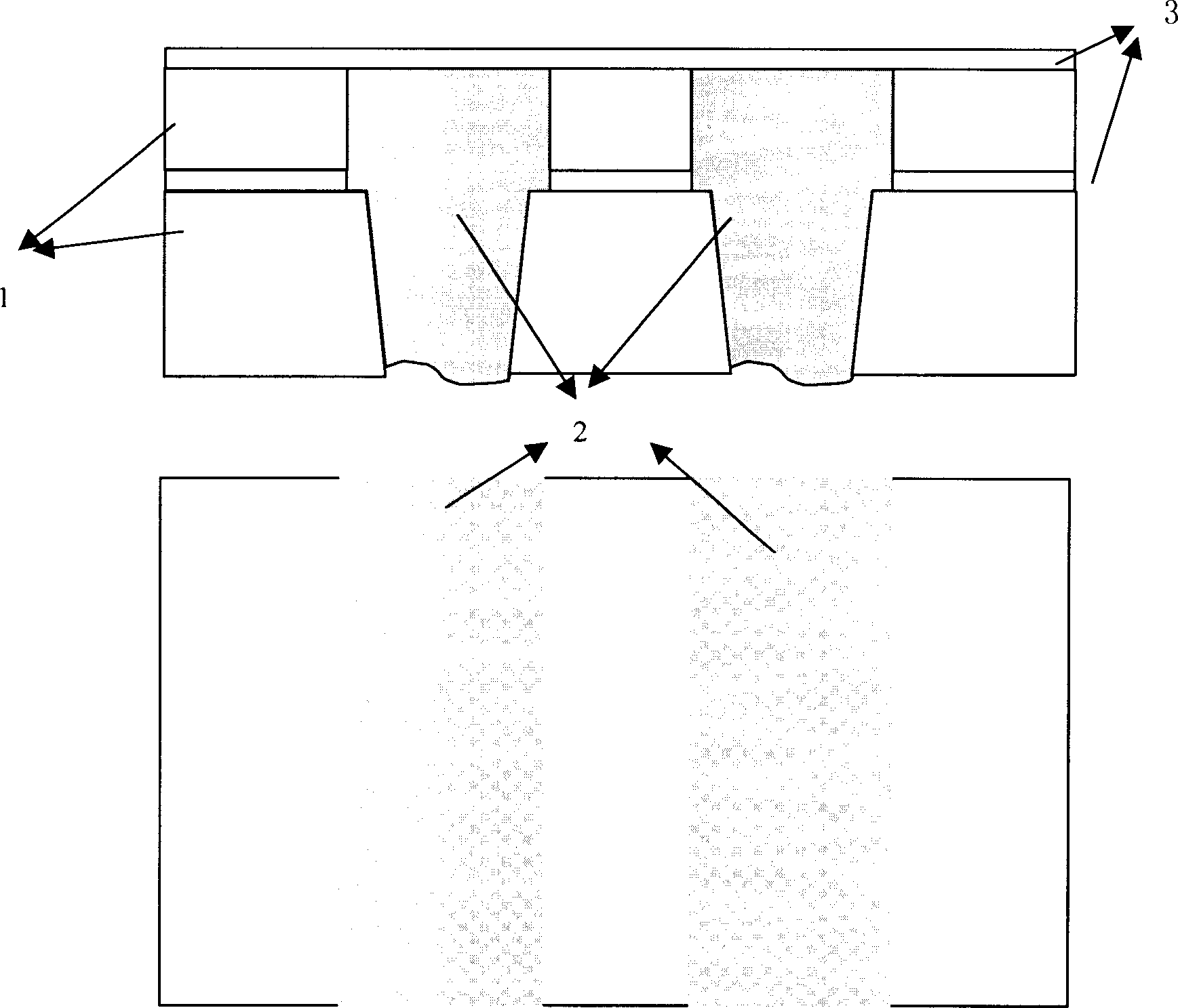 Interspace technical method for implementing copper connecting lines in semiconductor device